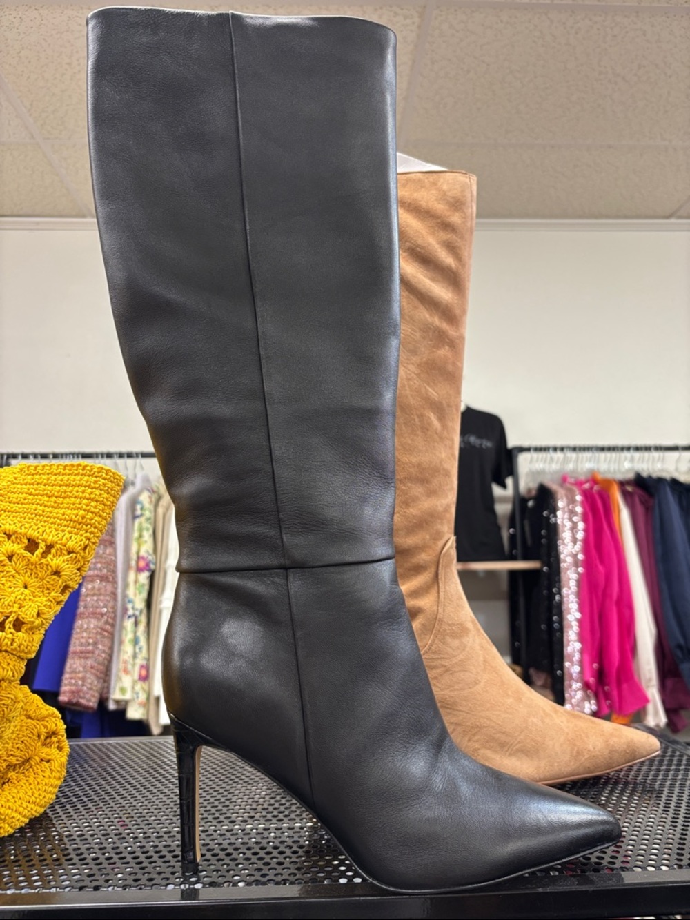 Nine West Black Knee-High Pointed-Toe Heeled Boots